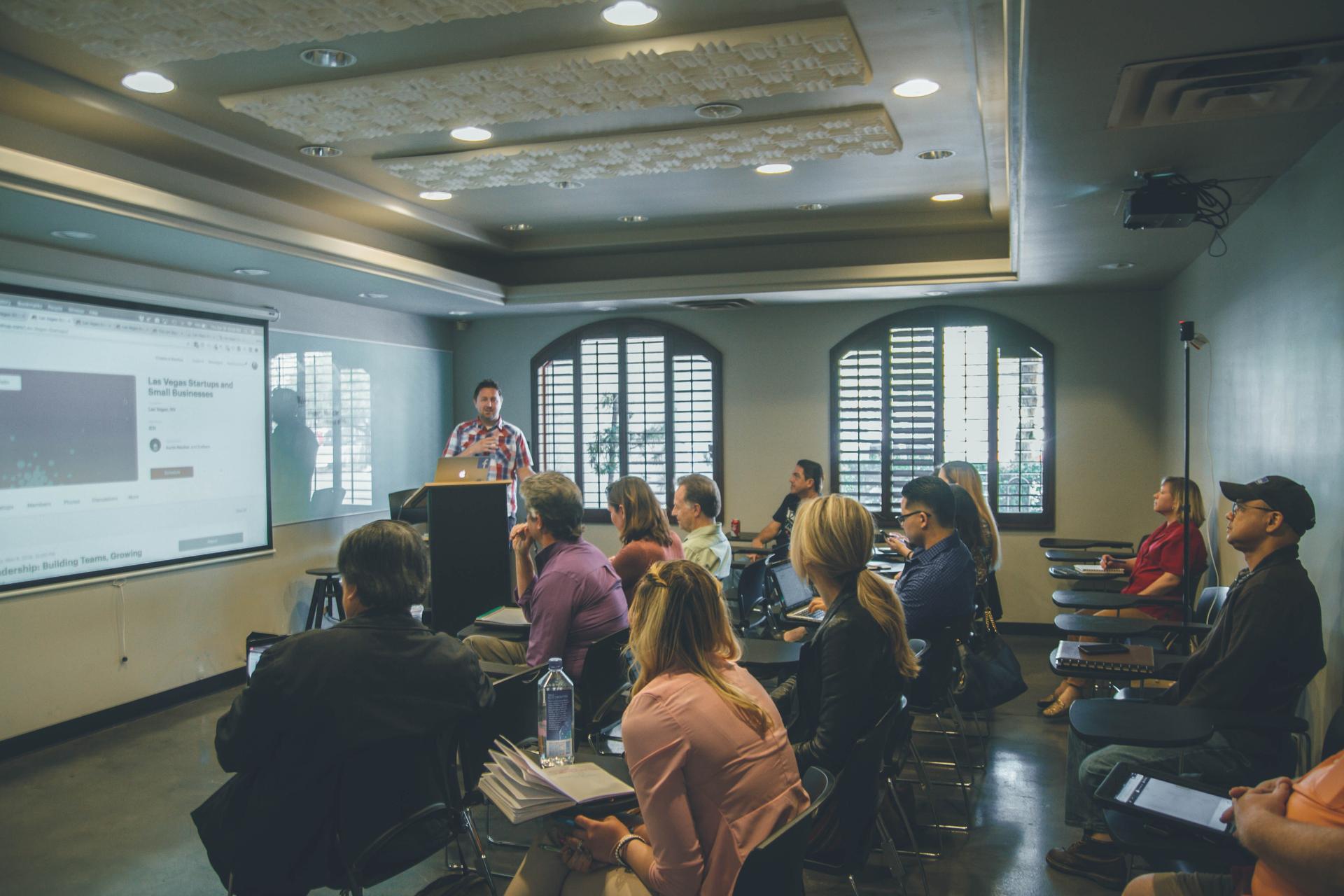 teaching in a classroom, indoors